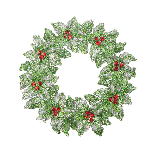 Glittered Holly Wreath Ornament