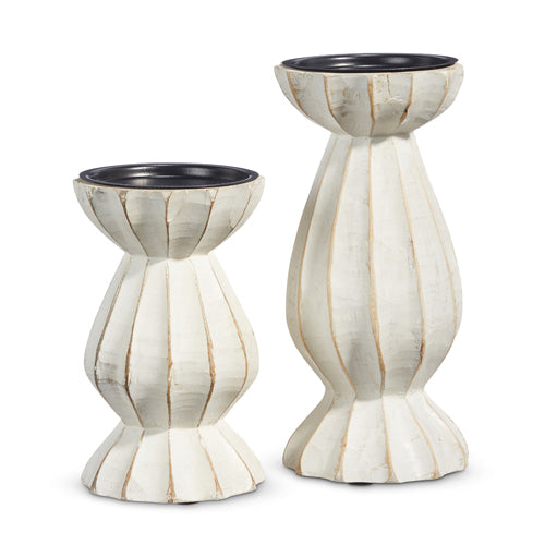 White Washed Candle Holder