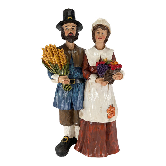 Resing wood Carved Pilgrim Couple